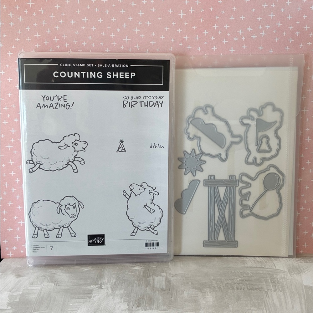 Stampin' Up! Counting Sheep Stamp Set & Dies Bundle; Cling Stamp; Scrapbook; EUC